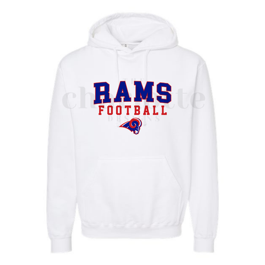 YLG Rams RTS Varsity White Cotton Hoodie